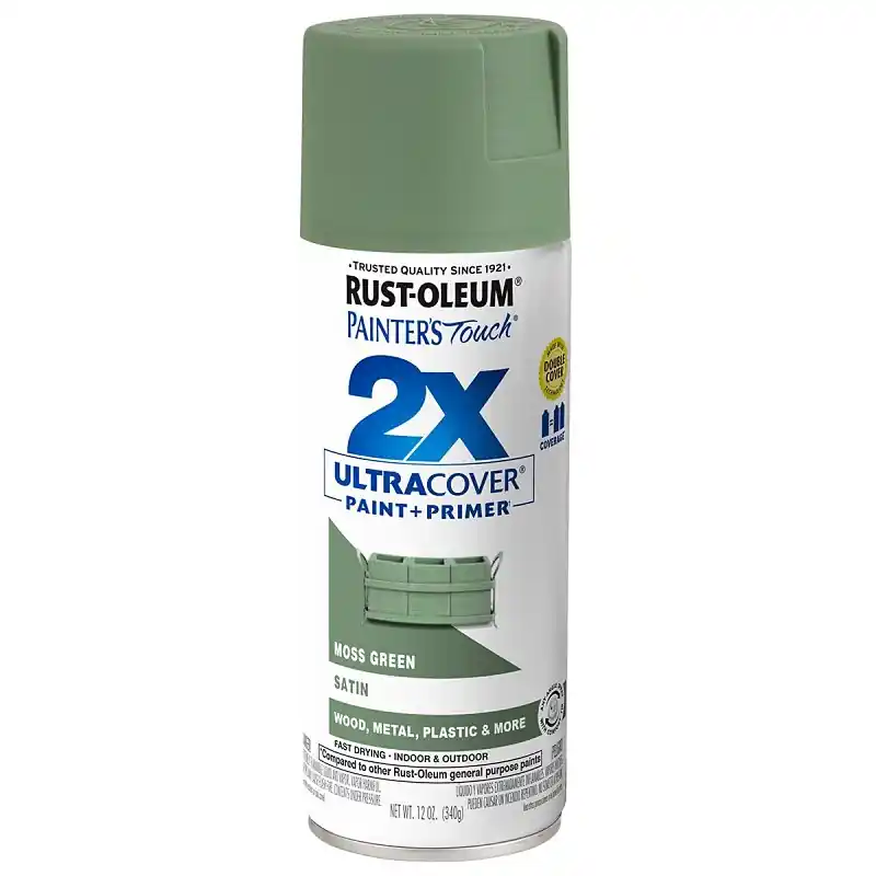 Rust-Oleum Painter's Touch 2X Ultra Cover 334075 Spray Paint, Satin, Moss Green, 12 oz, Aerosol Can Discount