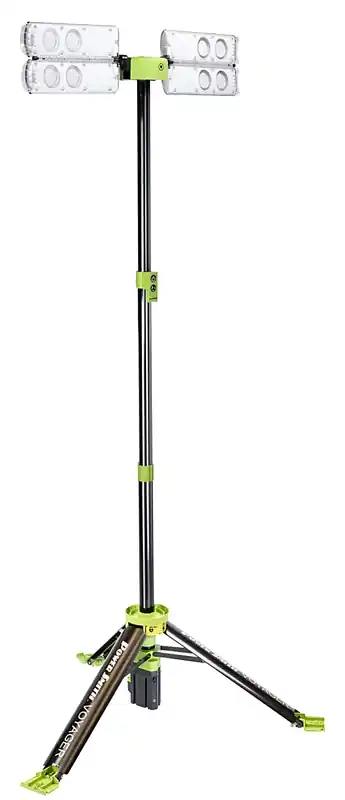 Super Sale PowerSmith Voyager Series PVLR8000A Work Light, 0.52 A, 120 V, 52 W, Lithium-Ion, Rechargeable Battery, 2-Lamp