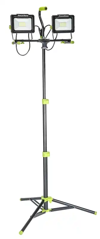 Genuine PowerSmith PWLD140T Work Light with Tripod, 120 V, 110 W, 2-Lamp, LED Lamp, 14,000 Lumens, 5000 K Color Temp