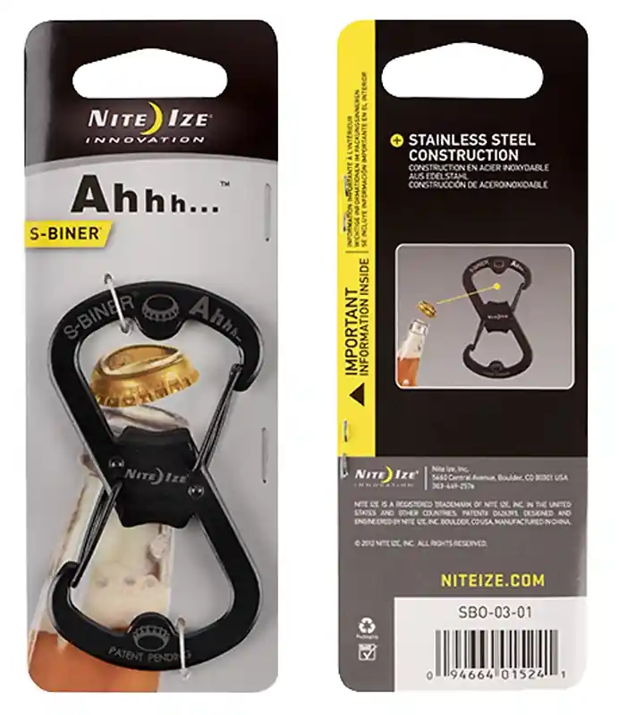 Time-Limited Nite Ize S-Biner Ahhh... SBO-03-01 Key Ring and Bottle Opener, Stainless Steel Case